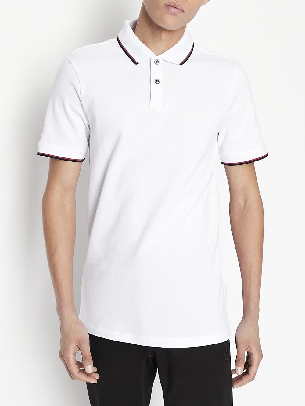 A|X Armani Exchange Men's Short Sleeve Jersey Knit Polo, 1100 White, S
