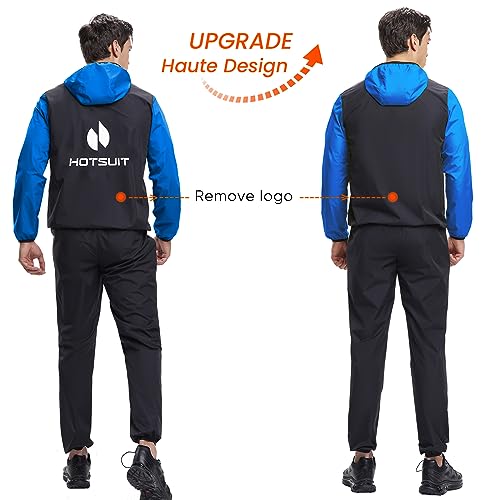 HOTSUIT Sauna Suit for Men Sweat Suits Gym Workout Exercise Sauna Jacket Pant Full Body, Blue, S