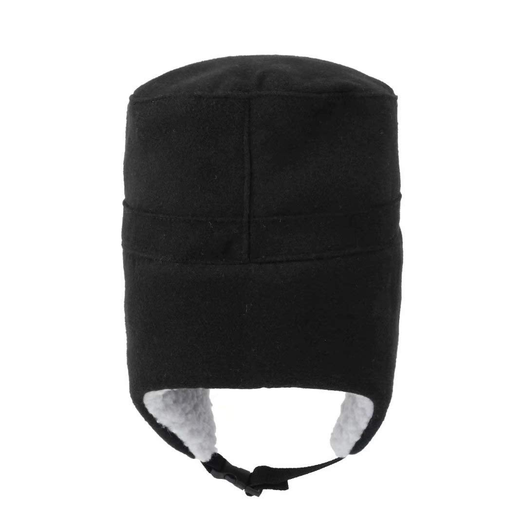 Home Prefer Mens Warm Trooper Trapper Hat Earflaps Winter Hat with Visor Military Cap Snow Ski Hat Black