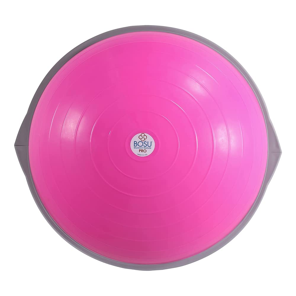 Bosu Pro Multi Functional Home Gym 26 Inch Full Body Balance Strength Trainer Ball Equipment with Guided Workouts and Pump, Pink