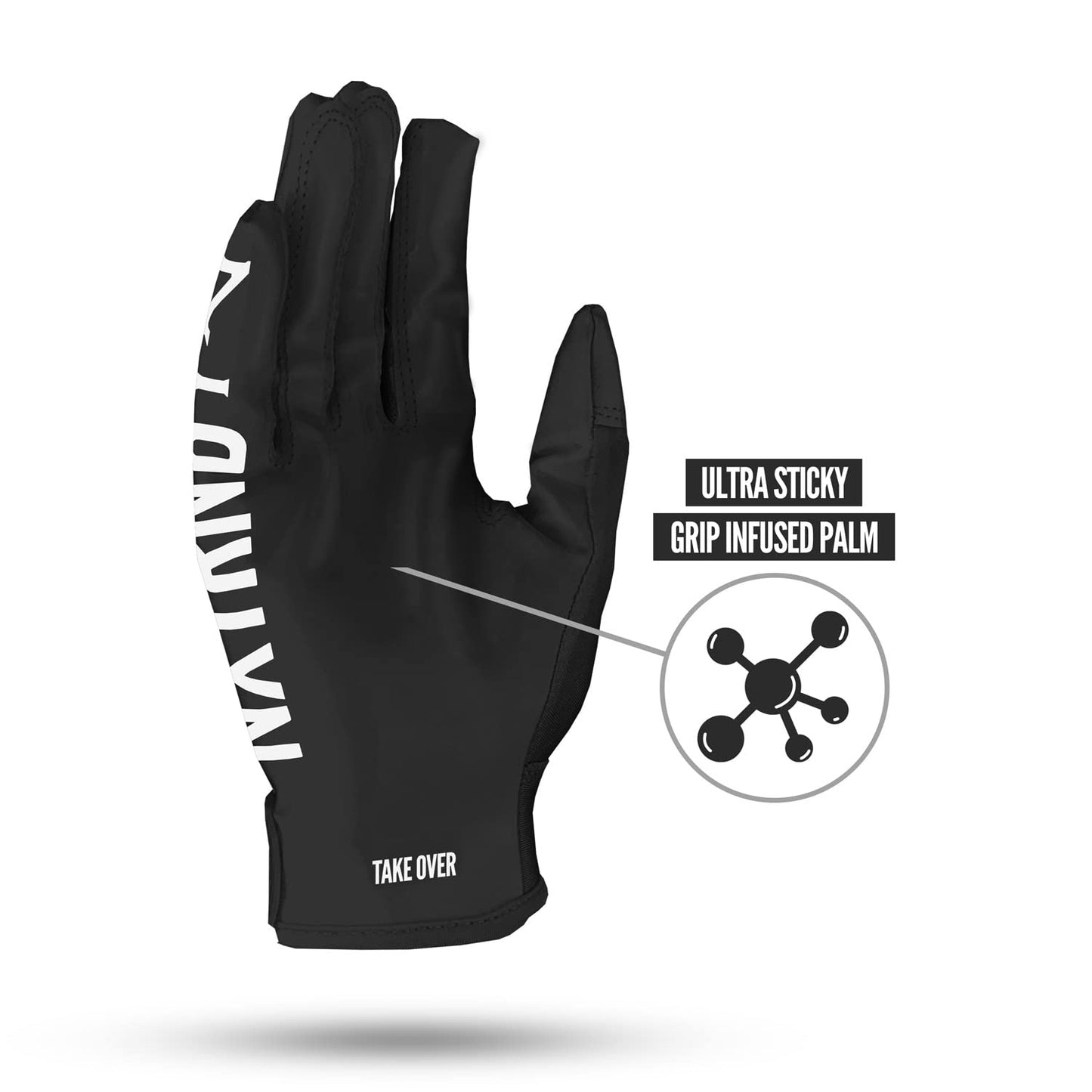Nxtrnd G1 Men's Football Gloves, Adult Sticky Receiver Gloves (Black, X-Large)