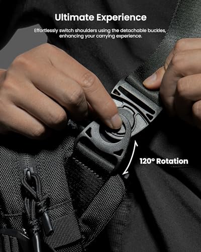 tomtoc 5.5L Sling Bag, Heavy Duty Crossbody Bag for Men, Carry Chest Daypack, Water-resistant Shoulder Travel Bag for Steam Deck, ASUS ROG Ally X, 2024 iPad mini A17 Pro, Urban Techwear, Tactical