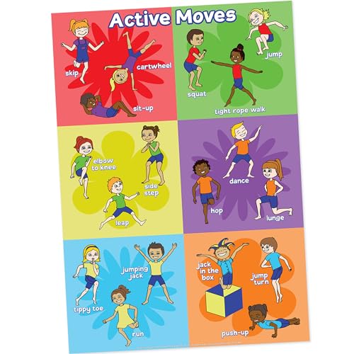 Covelico Physical Therapy Posters, 1 x A3 Laminated Poster for Kids, Physical Education Equipment for Elementary Classroom Exercise, Essential PE Teacher Supplies - Engaging PE Posters for PE Class