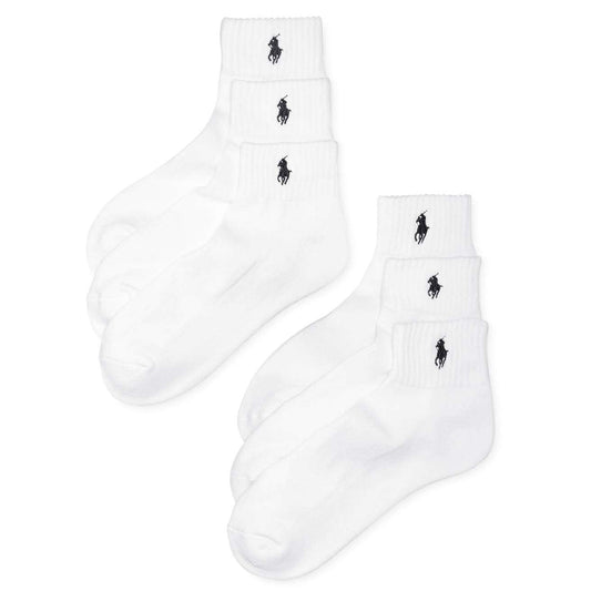 Ralph Lauren Men's Socks, Athletic Quarter 6 Pack Sz 10-13 (White, Large)