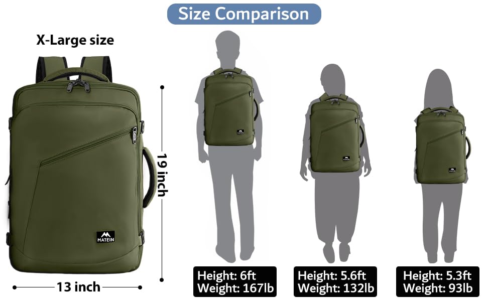 MATEIN Expandable Air Travel Backpack, Light Weight Carry on Backpack with Trolley Sleeve, Water Resistant Daypack Hiking Backpack, Gifts for Men who Like to Travel, Dark Green