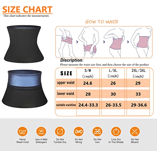 huiming Sauna Suit Waist Trimmer for Women Waist Trainer sweat band for stomach Belt Lower Belly Plus Size (Black, S/M-1)