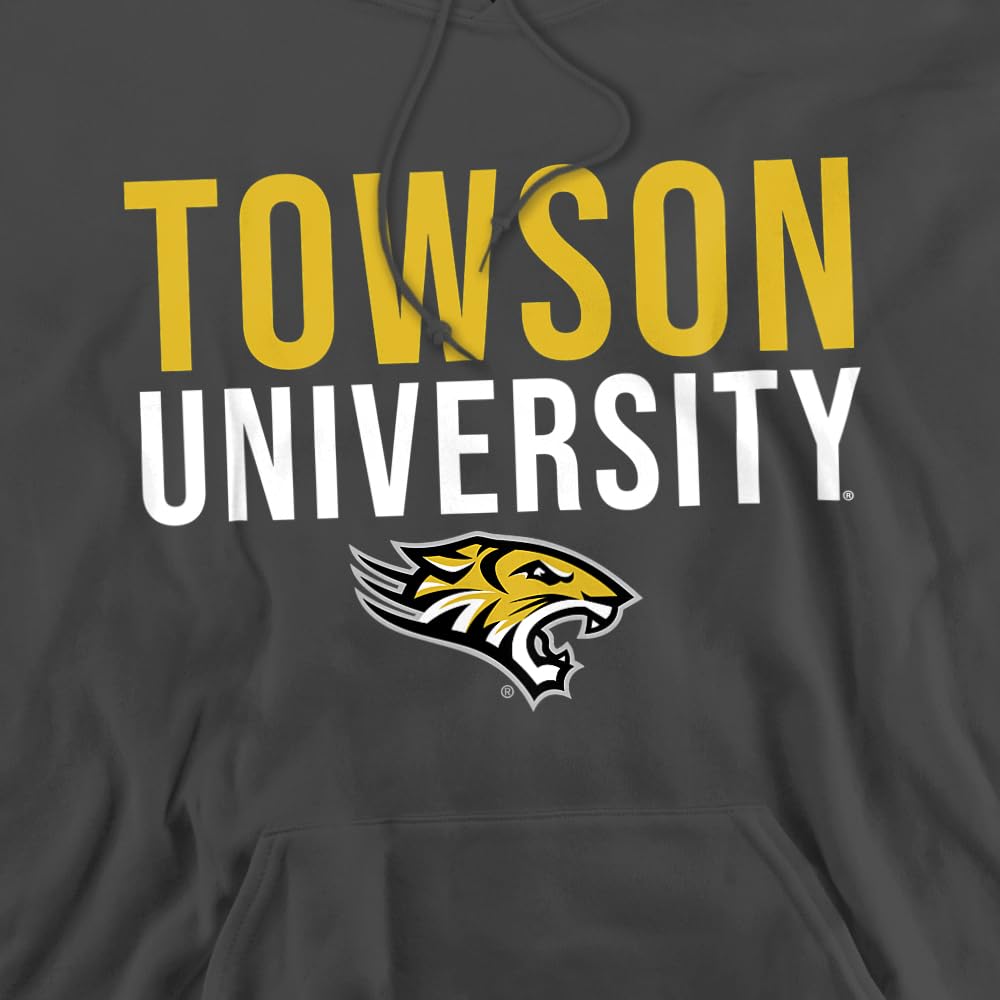 Towson University Official Stacked Unisex Adult Pull-Over Hoodie, Charcoal, Medium