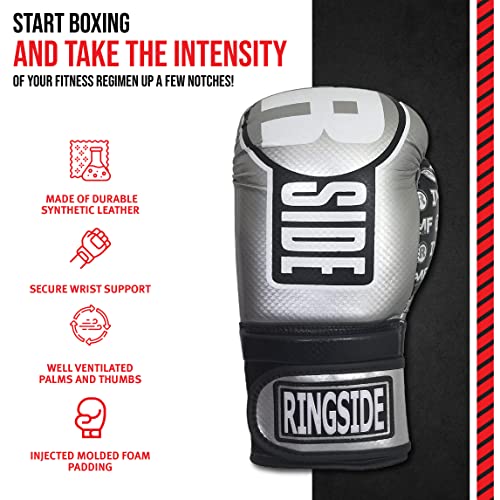 Ringside Unisex Adult FTG1 SV/BK L/XL Apex Bag Gloves, Silver/Black, Large-X-Large US