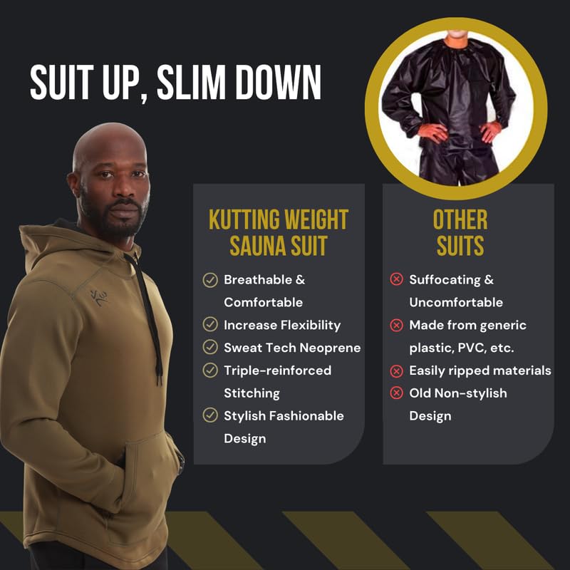 Kutting Weight - Sauna Hoodie V4 - SweatTech Neoprene Sauna Hoodie - For Exercise, Workout, Heat Training & Weight Loss - Breathable & Flexible - Maximize Workouts - Unisex - XS - Green