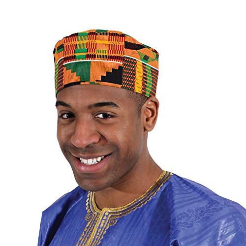 ShopHaven African Kente Kufi Hat, Kofi Hat, Ankara Cap, African Men Hat, Black History Month Men Accessory, Ghana Hat