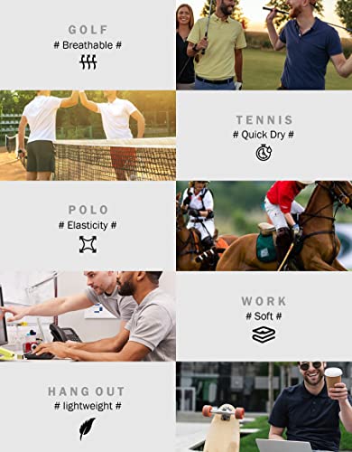 TELALEO 5 Pack Mens Polo Shirts Quick Dry Short Sleeve Golf T Shirt Performance Moisture Wicking Casual Workout 2XL