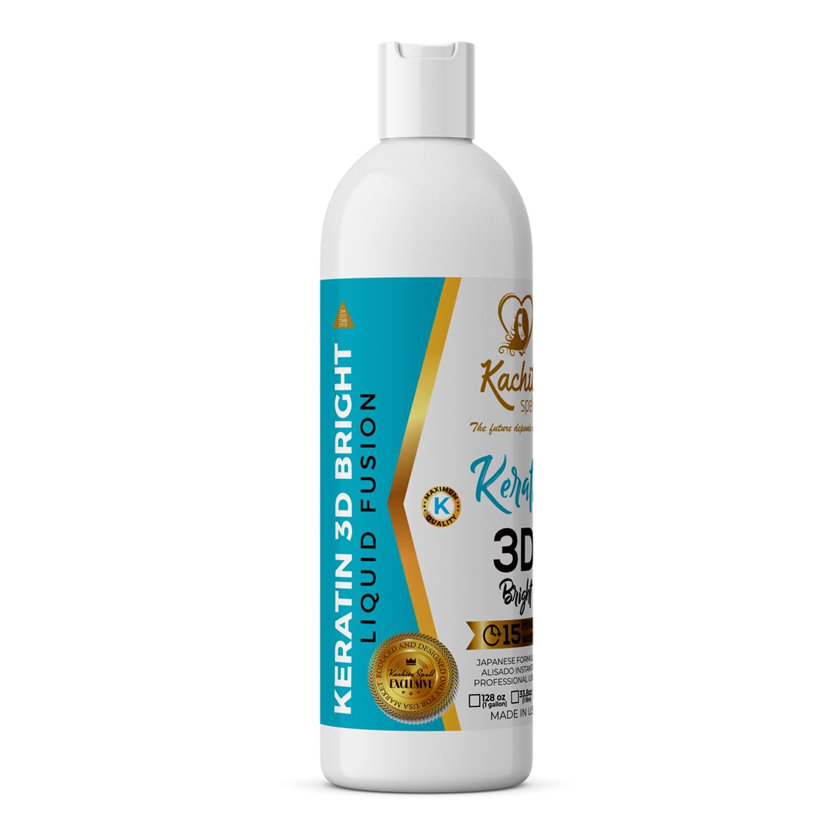 NEW Brazilian Keratin Treatment Hair Straighteners IMPROVED FORMULA 3D Hight Bright Kachita Spell Made in USA (16 floz)