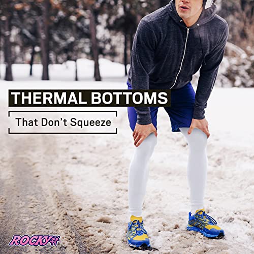 Rocky Men's Thermal Bottoms (Long John Base Layer Underwear Pants) Insulated for Outdoor Ski Warmth/Extreme Cold Pajamas (Melange Grey - Large)