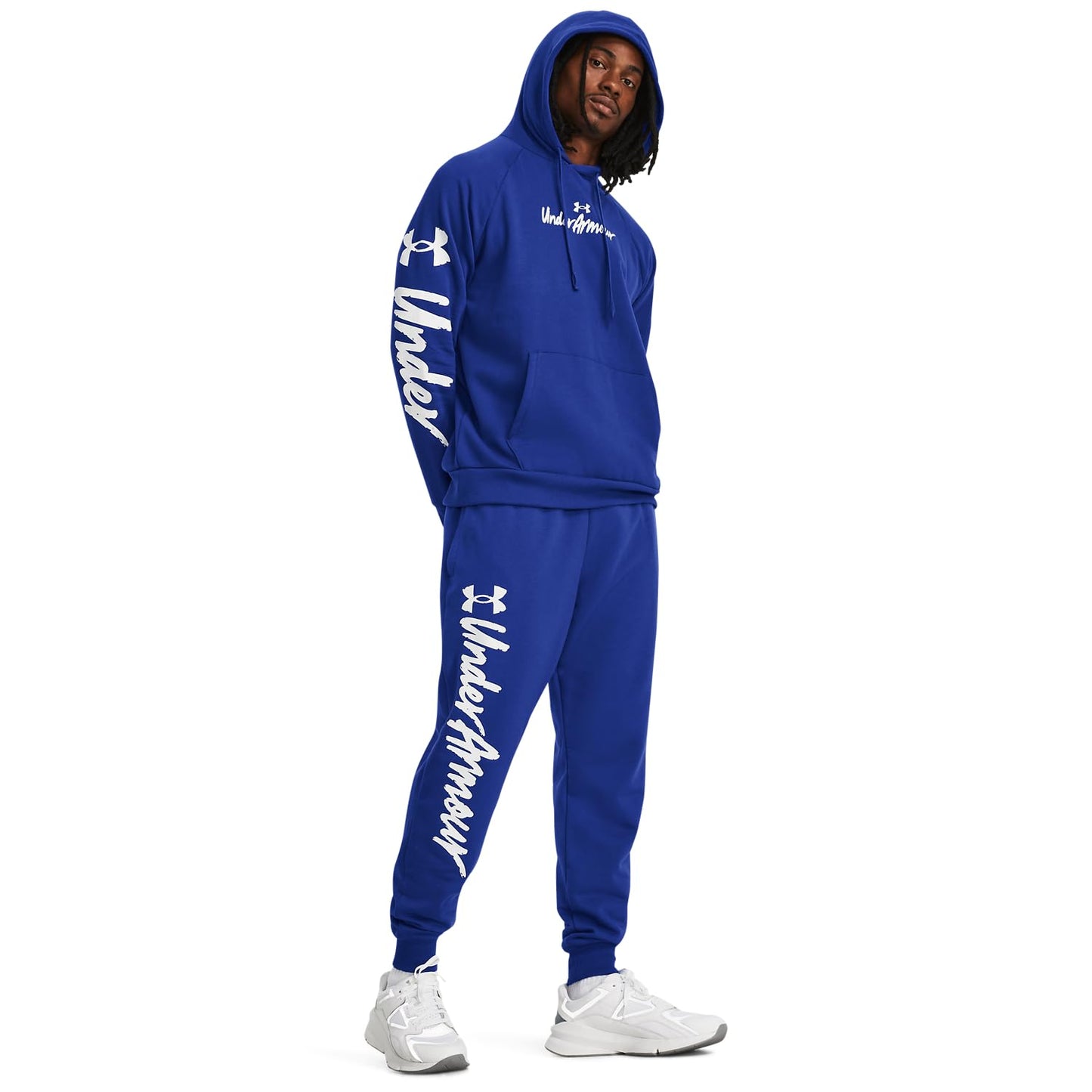 Under Armour mens Rival Fleece Graphic Hoodie, (400) Royal / / White, Medium