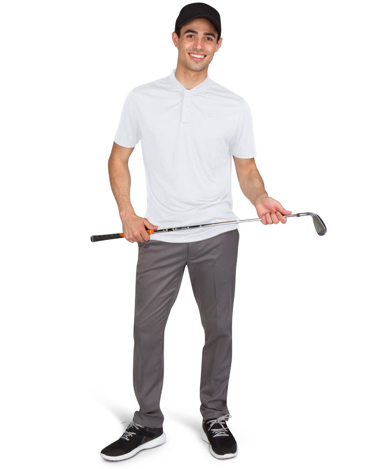 Three Sixty Six Collarless Golf Shirts for Men - Quick Dry Short Sleeve T-Shirt with 4-Way Stretch Fabric & UPF 30