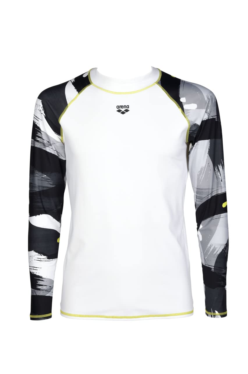 ARENA Men's Standard UV Protection Long Sleeve Shirt Rash Allover, White-Gray Multi