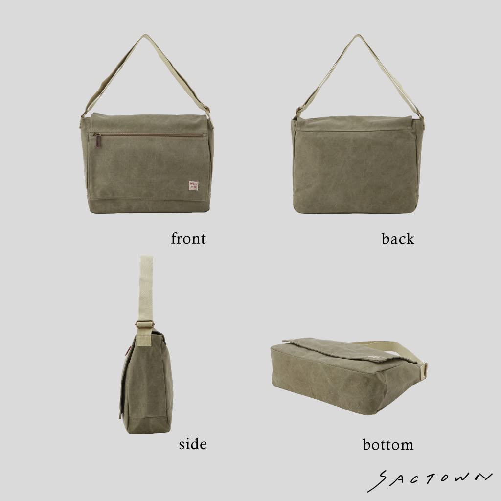 HANPU KOUBOU Shoulder Bag Messenger Bag Men Ladies Canvas Shoulder Laptop bag crossbody Diagonal 3X81 (Khaki)