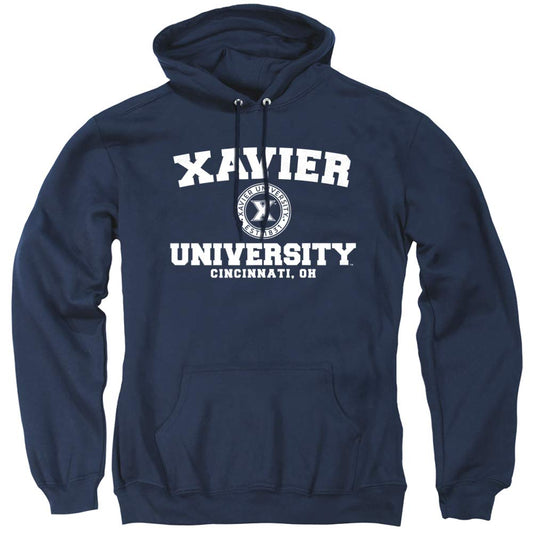 Xavier University Official Circle Logo Unisex Adult Pull-Over Hoodie,Navy, X-Large