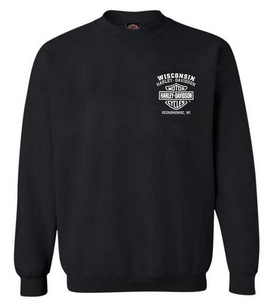 Harley-Davidson Men's Shady Biker Skull Fleece Pullover Sweatshirt, Black (XL)