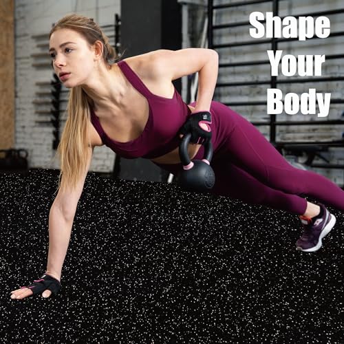 Vivaluz 0.56 Inch Thick 24 Sq Ft Gym Flooring for Home Gym, 6 Tiles Robust Rubber Top with Eva Foam Exercise Equipment Mats, Protective Flooring Puzzle Mat for Fitness Room