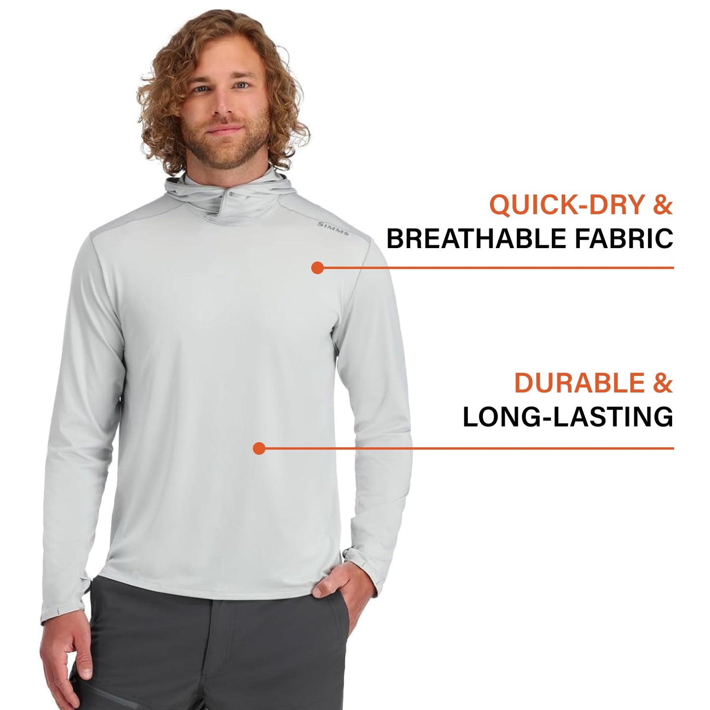 Simms SolarFlex UPF 50+ Shirt - Premium Sun Protection Hoodie for Men, Lightweight, Quick-Dry, Breathable Outdoor Apparel for Men (Sun Glow, Large)