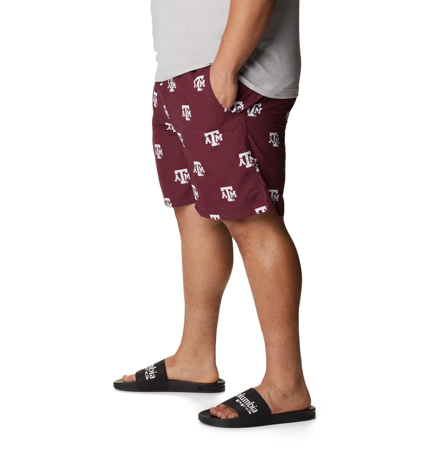 Columbia NCAA Texas A&M Aggies Men's Backcast II Printed Short, Small, TAM - Deep Maroon