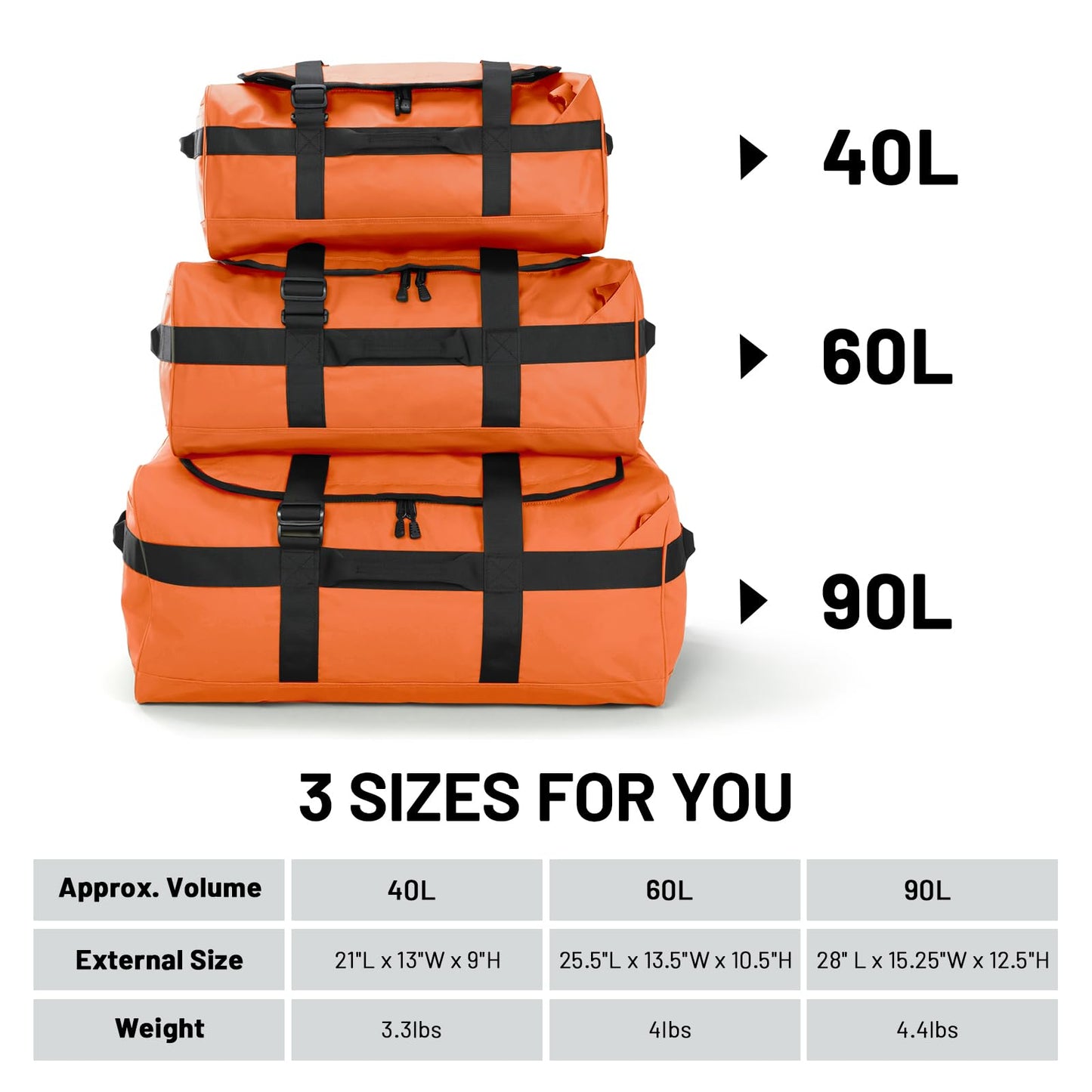 MIER 40L Backpack Duffle for Men Heavy Duty Duffel Bag with Backpack Straps for Travel, Gym, Sports, Convertible and Water Resistant, Orange