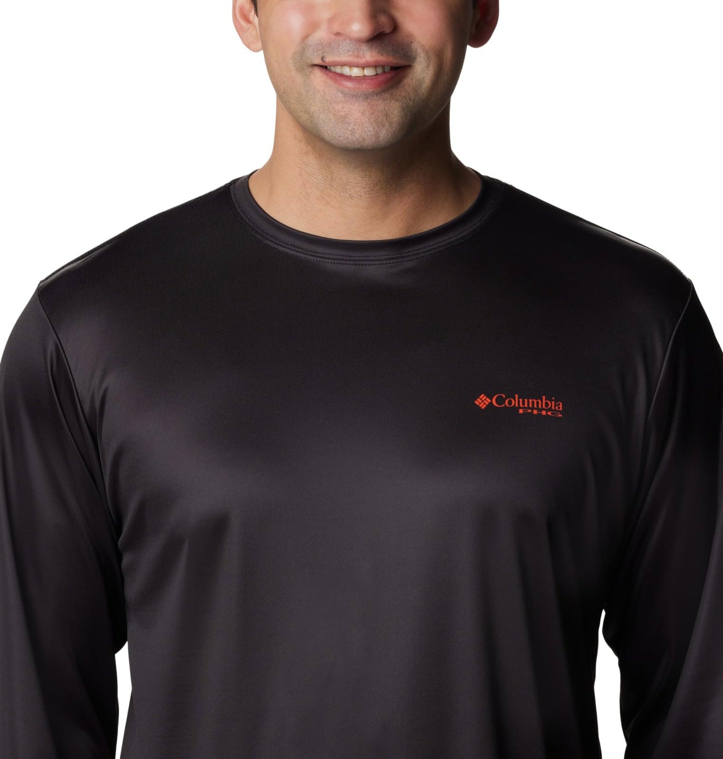 Columbia Men's PHG Terminal Shot Game Flag Long Sleeve, Black/Blaze Cast n Blast, Medium