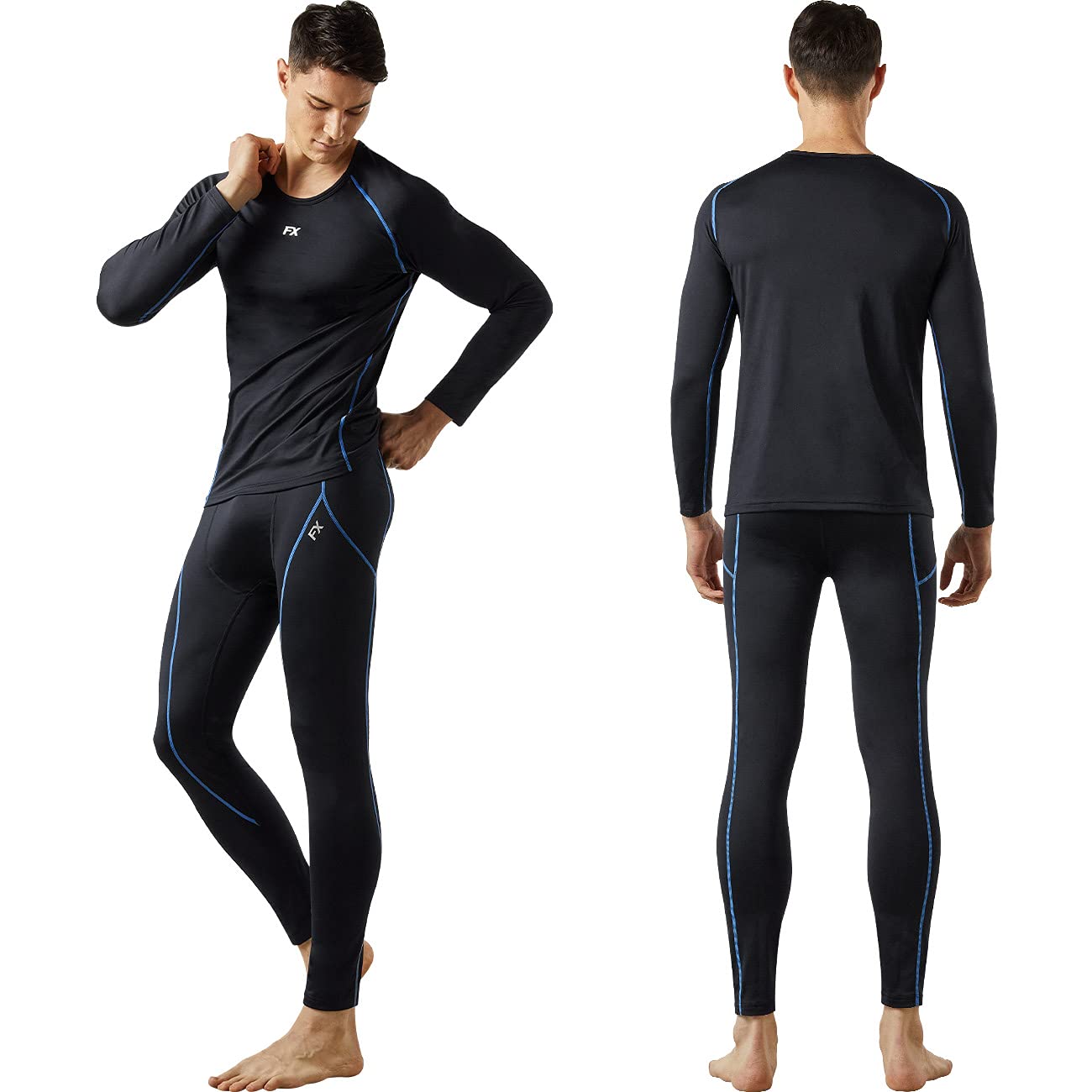 FITEXTREME MAXHEAT Mens Thermal Underwear Long Johns Set with Fleece Lined Black M