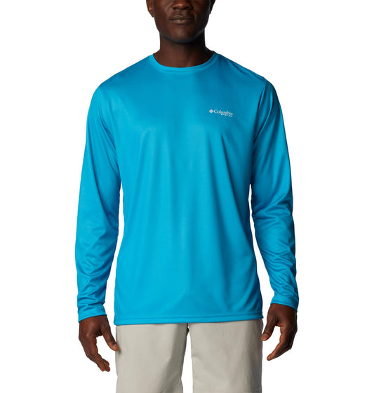 Columbia Men's Big & Tall Terminal Tackle PFG Fish Flag Long Sleeve, Ocean Blue/Coll Navy Offshore Slam, X-Large Tall