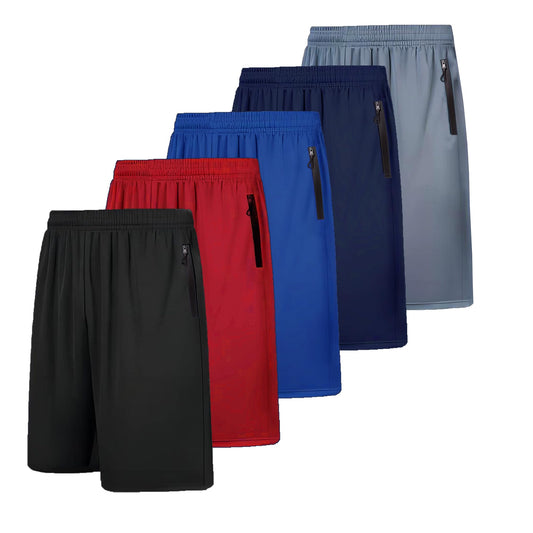 RPOVIG Men's Workout Shorts Sets 5 Pack with Zippered Pockets Basketball Gym Activewear Athletic Mesh Shorts