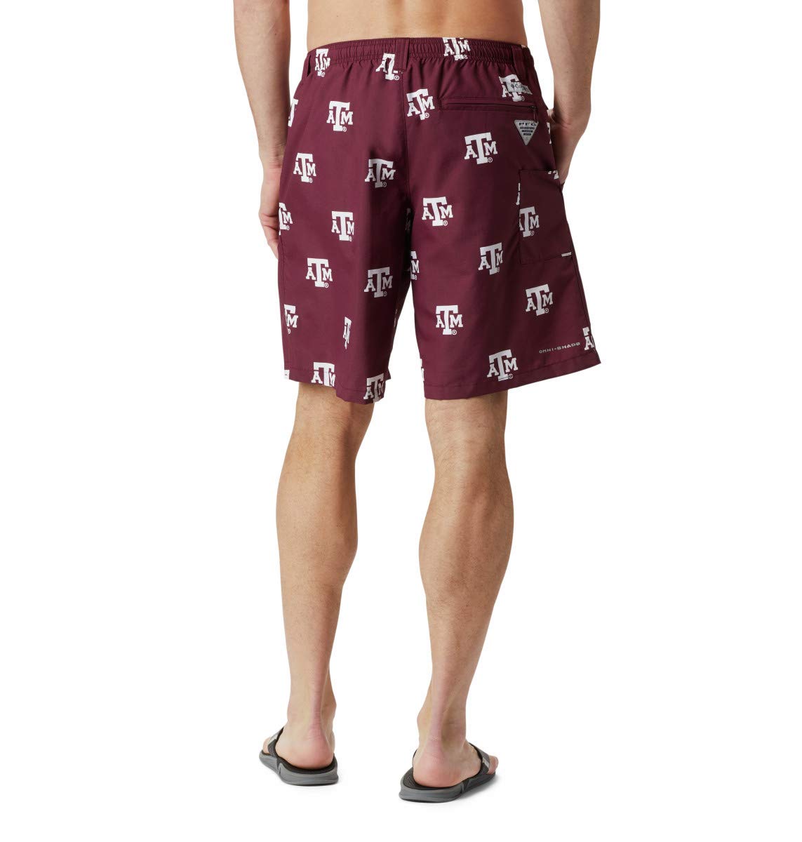 Columbia NCAA Texas A&M Aggies Men's Backcast II Printed Short, Small, TAM - Deep Maroon