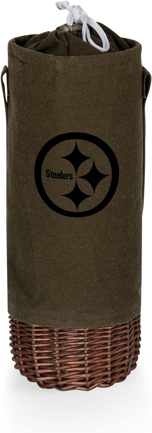 PICNIC TIME NFL Unisex-Adult NFL Malbec Insulated Canvas and Willow Wine Bottle Basket