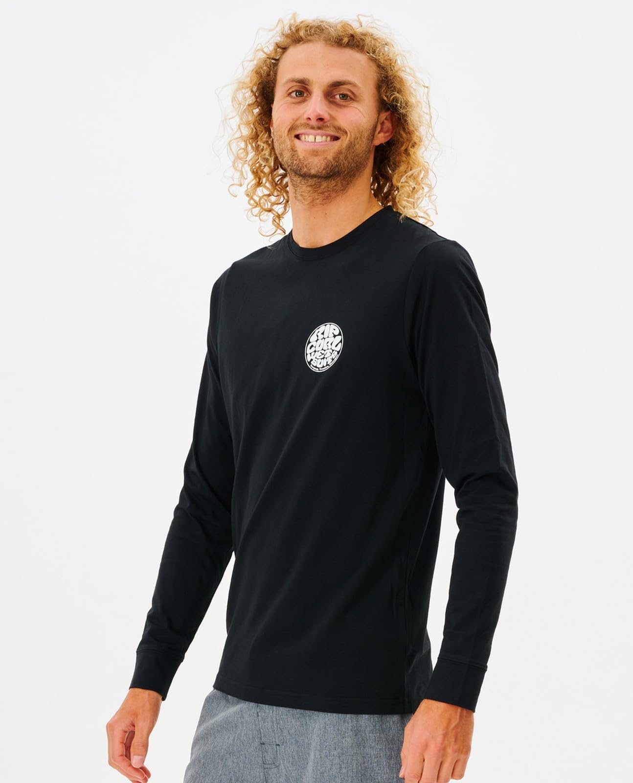 Rip Curl Men's Standard Icons of Surf Long Sleeve UPF 50+ Loose Fit Rashguard, Black