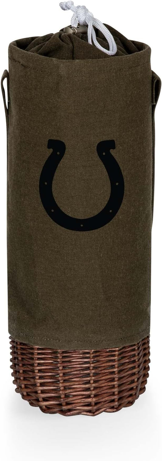 PICNIC TIME NFL Unisex-Adult NFL Malbec Insulated Canvas and Willow Wine Bottle Basket