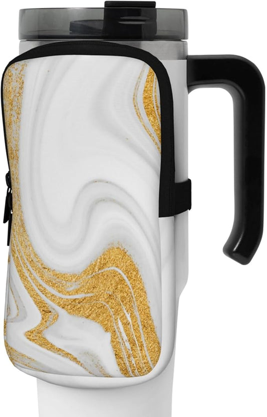 Water Bottle Pouch for Stanley Cup 40oz 30oz,Personalized Gym Purse for Men Women, Tumbler Pouch with Versatile Pocket Water Bottle Bag for Cards, Keys, Phone Botanical Leaf