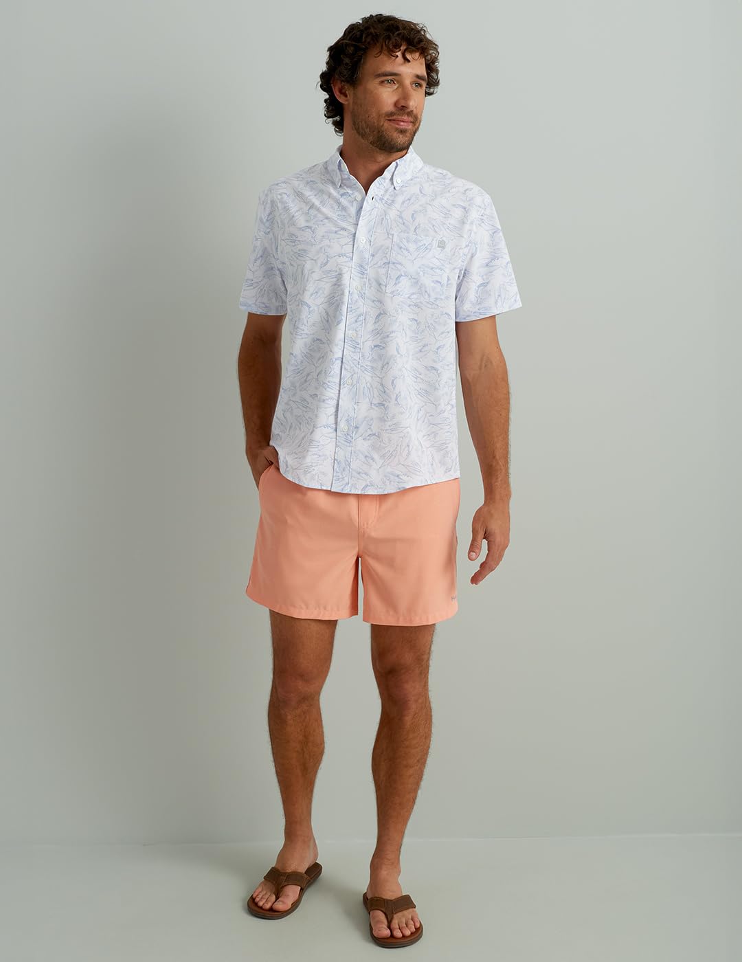 HUK Mens Kc Scott Patterned Kona Shirt, Performance Button Down, Fish Chaos - White, 3X-Large US