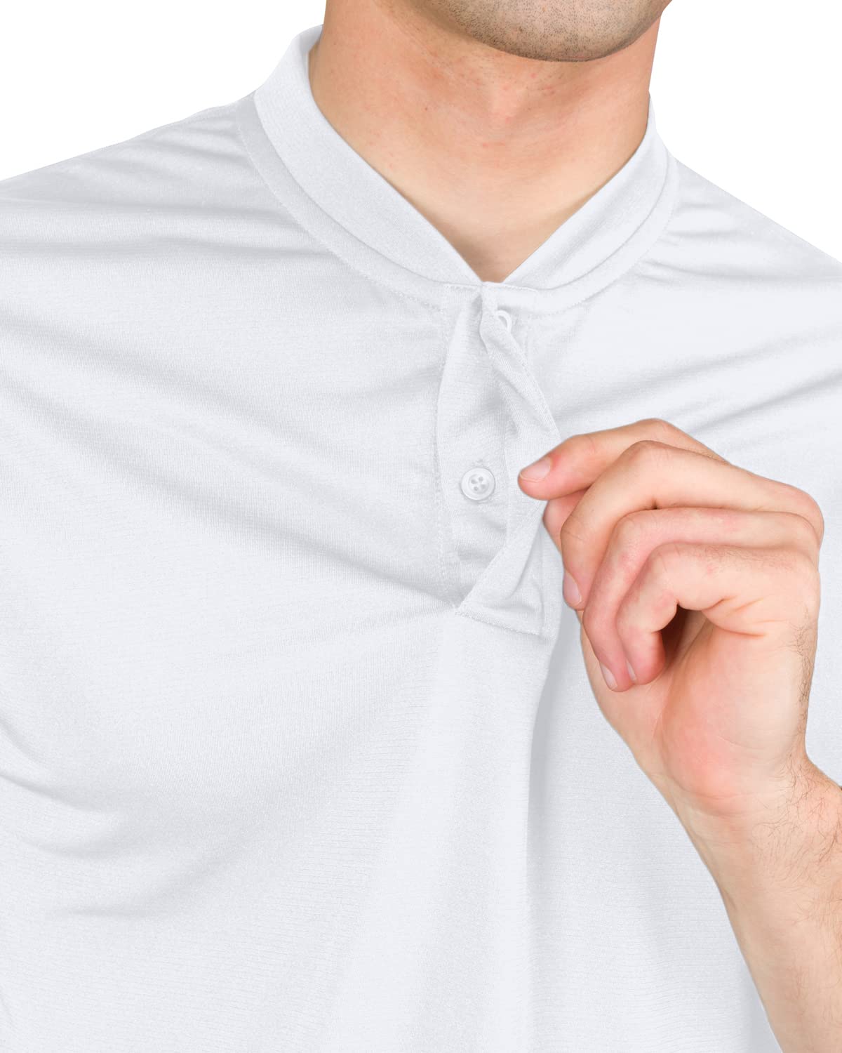 Three Sixty Six Collarless Golf Shirts for Men - Quick Dry Short Sleeve T-Shirt with 4-Way Stretch Fabric & UPF 30
