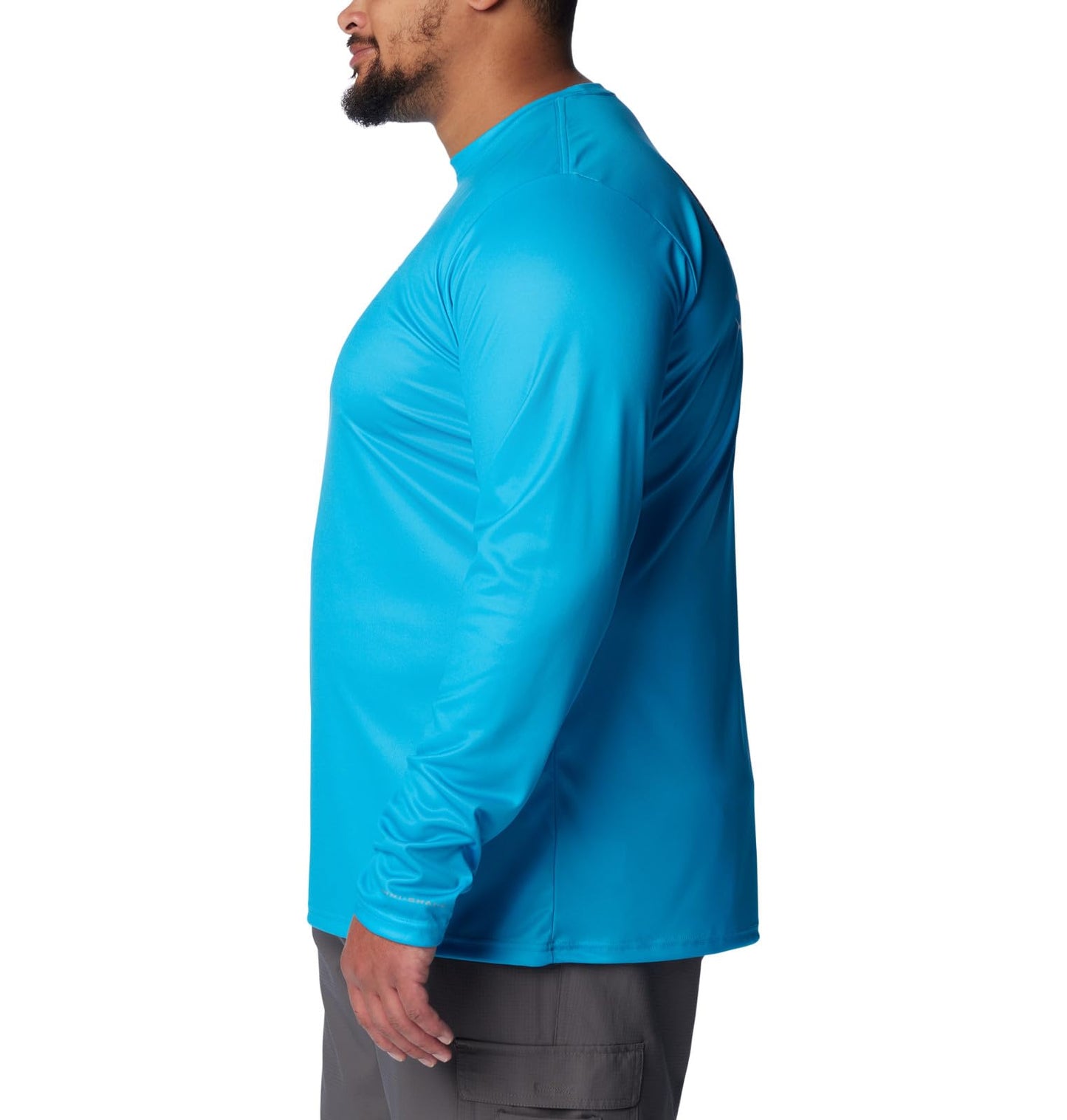 Columbia Men's Big & Tall Terminal Tackle PFG Fish Flag Long Sleeve, Ocean Blue/Coll Navy Offshore Slam, X-Large Tall