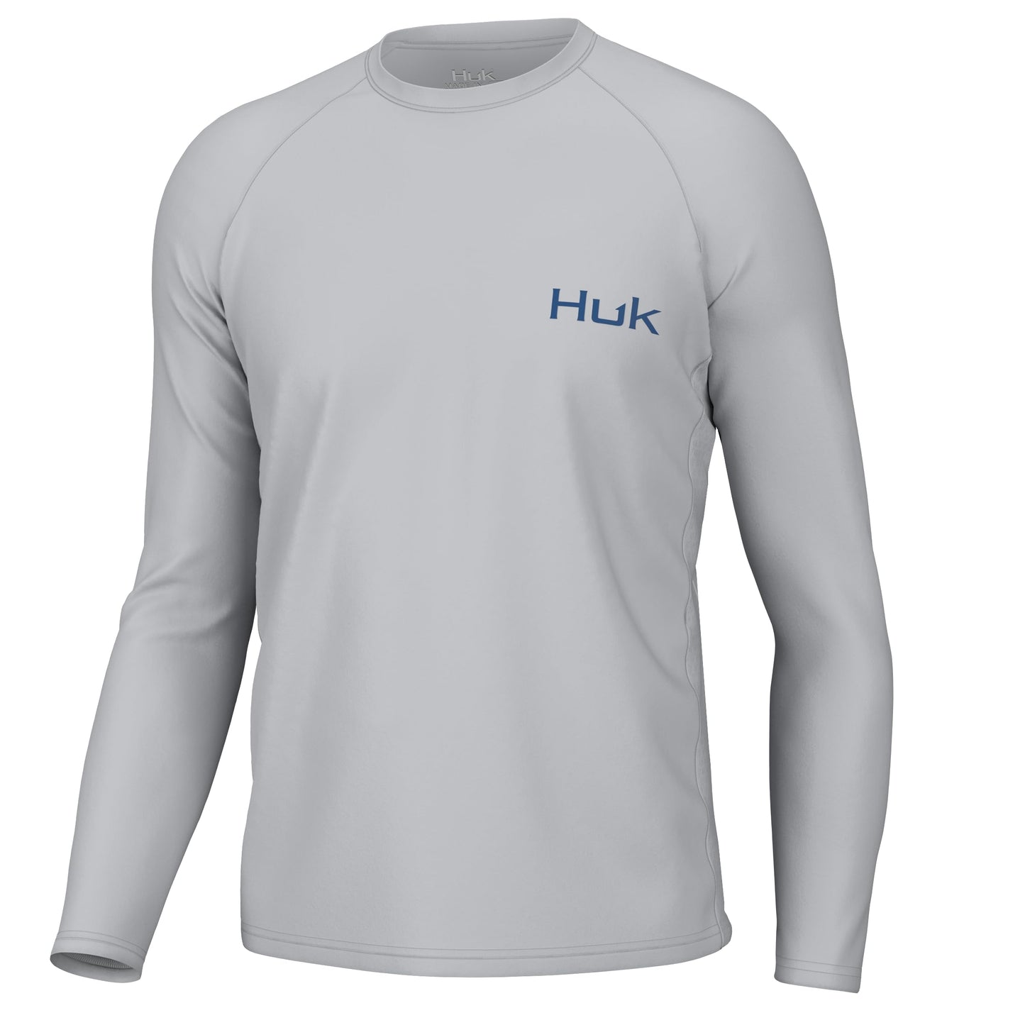 HUK Men's Standard KC Pursuit Long Sleeve, Sun Protecting Fishing Shirt, Tuna Stripes-Harbor Mist, Medium
