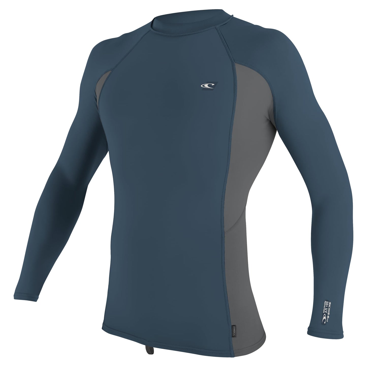 O'Neill Wetsuits Men's Standard Premium Skins L/S Rash Guard, Copen Blue/Smoke