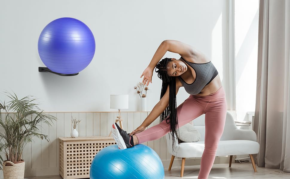 XIAO PEI Medicine Ball RackWall Mounted Large Stability Ball Storage Rack Basketball Ball Rack Exercise Ball Equipment Organizer(1 Black)