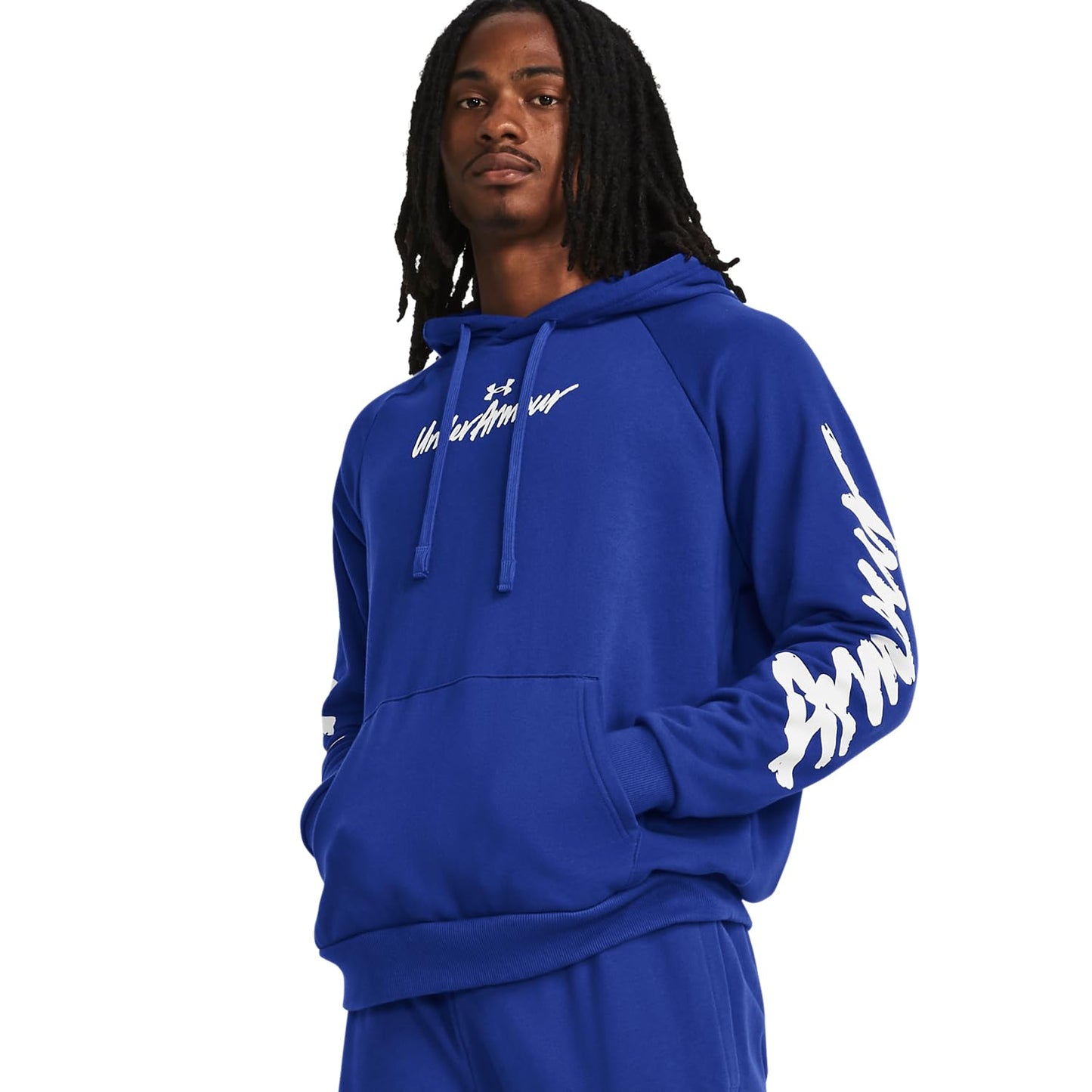 Under Armour mens Rival Fleece Graphic Hoodie, (400) Royal / / White, Medium
