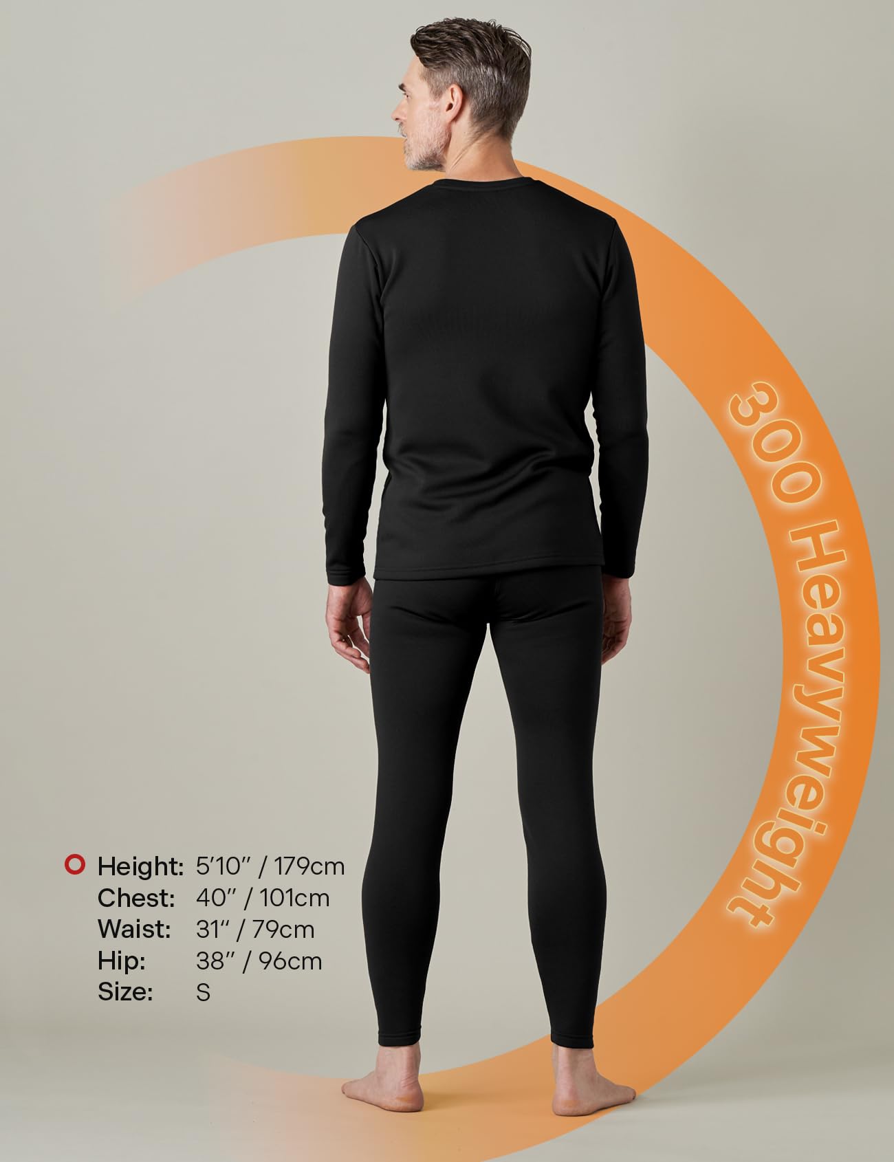 LAPASA Men's Thermal Underwear Set Soft Fleece Lined Long Johns Heavyweight Base Layer Top & Bottom Winter Thermoflux 300 Extra Warm M24 X-Large Black