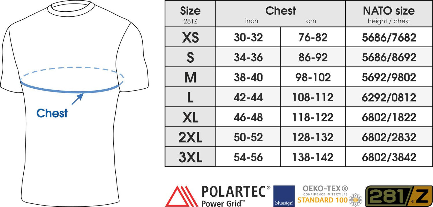 281Z Mens Thermal Lightweight Base Layer T-Shirt - Hiking Trekking Outdoor - Polartec Power Grid - Terrain Reliability Line (Black, Large)