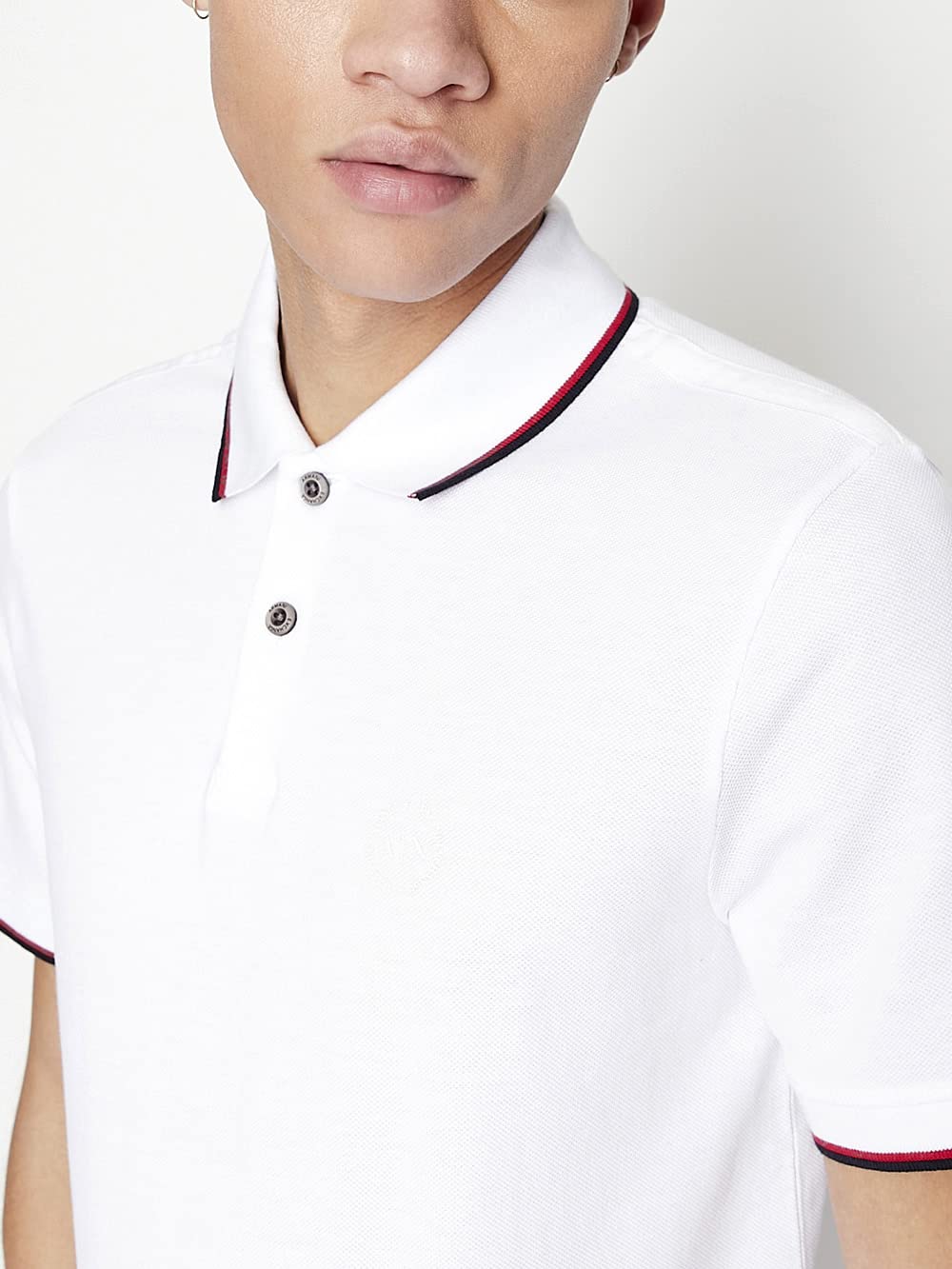 A|X Armani Exchange Men's Short Sleeve Jersey Knit Polo, 1100 White, S