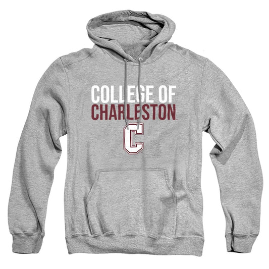 College of Charleston Official Stacked Unisex Adult Pull-Over Hoodie, Athletic Heather, Medium