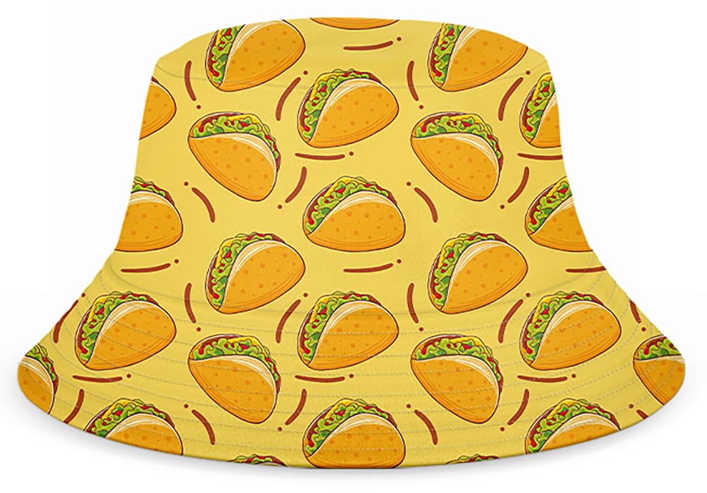 DOOPCCOR Men's 3 Piece Tracksuit Taco Collared funny Hawaiian Shirt rave outfits beach Shorts Button Down Sets With Bucket Hats 06-XL