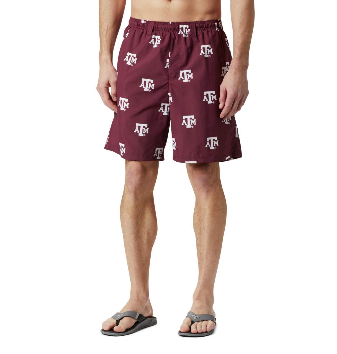Columbia NCAA Texas A&M Aggies Men's Backcast II Printed Short, Small, TAM - Deep Maroon