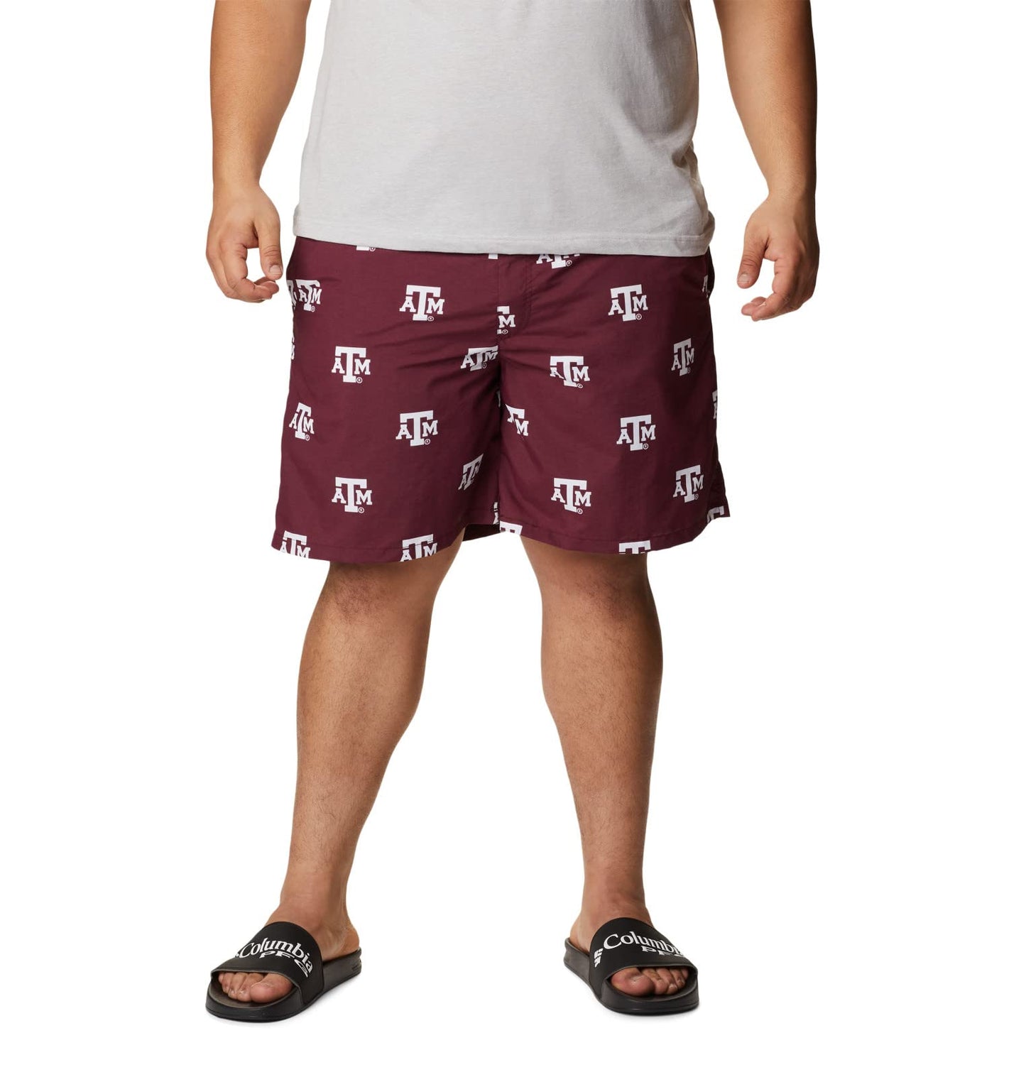 Columbia NCAA Texas A&M Aggies Men's Backcast II Printed Short, Small, TAM - Deep Maroon